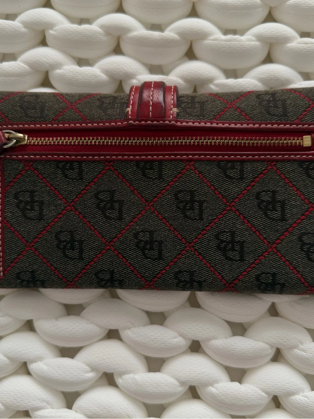 Designer-Inspired Red & Brown Women’s Clutch Wallet